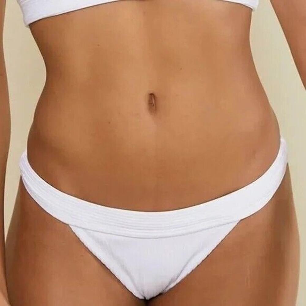 NWT Andie The Banded Cheeky Bottom Ribbed High Leg Cut Wear High or Low XS White